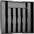 Bellsal Black Silverware Organizer Kitchen Drawer Organizer Expandable Bamboo Utensil Holder Cutlery Tray for Kitchen Utensil