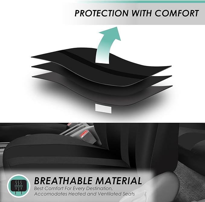 FH Group Car Seat Cover Full Set Striking Striped Car Seat Covers with Front Seat Covers and Rear Split Bench, Universal Fit 