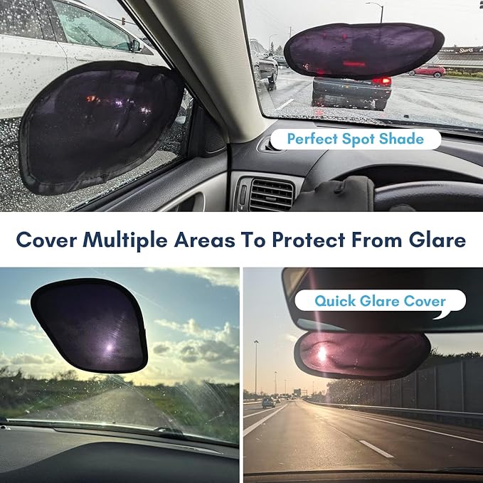 Miniature Static Cling Car Window Shades, Removable Tint for Car Windshield Covers Blocks Sun Glare Patch Sun Screen Car Sun Shade for Side Window Baby, Driver Window Sunshade, Glare Visor 2 Pack