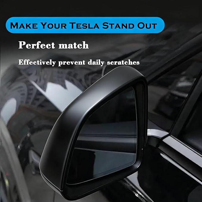 YHCDSEA Rearview Mirror Guard Cover for Tesla Model Y Juniper, Side Mirror Cover Exterior Accessories fit for Model Y Juniper 2025 2026 (Matt Black)
