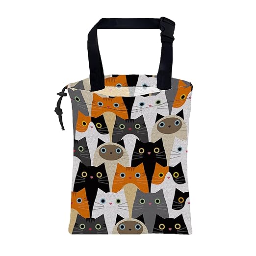 Car Trash Bag Cute Cartoon Cats Leak-Proof Waterproof Car Garbage Bag with Drawstring Foldable Canvas Trash Bin with Adjustable Buckle for Car Accessories, Travelling, Camping