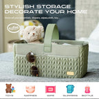 Luxurious Baby Diaper Caddy, Nursery Storage Basket for Newborn Essentials, Travel Baby Basket for Diapers Baby Wipes, Organi