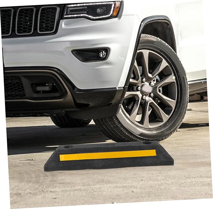 Garage Parking Stopper Sturdy Wheel Stop Aid for Cars Trucks Rvs Reflective Film for Enhanced Visibility Reinforced Design for Parking Lots Schools More