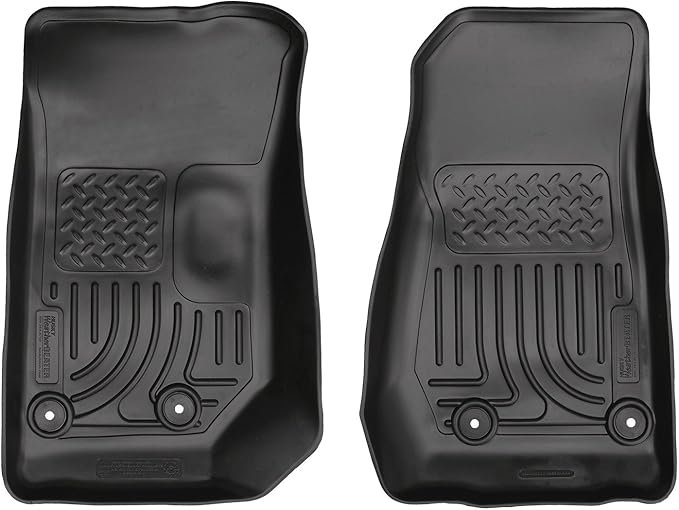 Husky Liners Weatherbeater Floor Mats | Fits 2014-2018 Jeep Wrangler JK | Front Row, 2-pc Black - 18041