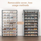 LANTEFUL Shoe Rack with Covers 10 Tier Tall Shoe Rack Organizer Large Capacity Shoe Shelf Storage 40 Pairs Space Saving Free 