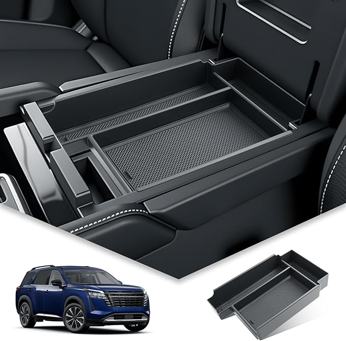 BIBIBO for 2026 Pathfinder Center Console Organizer 2026 Nissan Pathfinder (S/SV/Rock Creek/SL/Platinum) Console Armrest Insert Tray 2026 Nissan Pathfinder Accessories