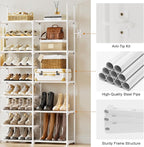 WOWLIVE 9 Tiers White Shoe Rack for Closet Shoe Rack Storage Organizer for Entryway 30-35 Pairs Stackable Shoe Shelf for Fron