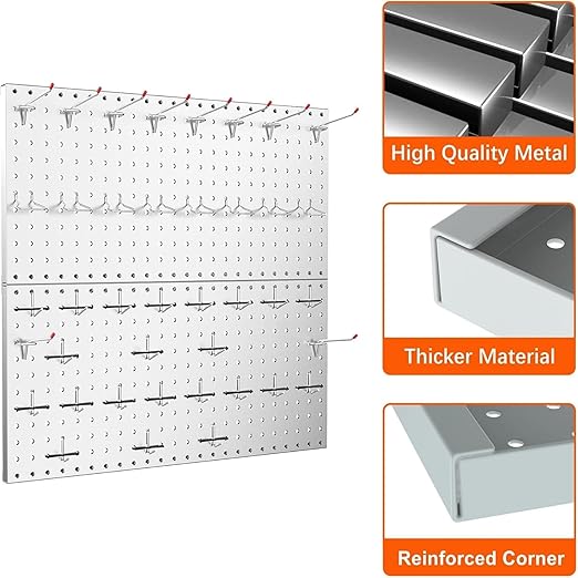 TORACK 2-Pack 12x24 inch Metal Pegboard Panels for Garage Wall, Tool Storage Pegboard for Workbench, Workshop, Tools Organize
