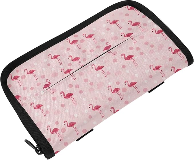Car Tissue Holder Car Visor Organizer Tissue Box Holder for Car Sun Visor Organizer with Car Vehicle Accessories Essentials Interior for Women Men Pink Cute Flamingo Polka Dot