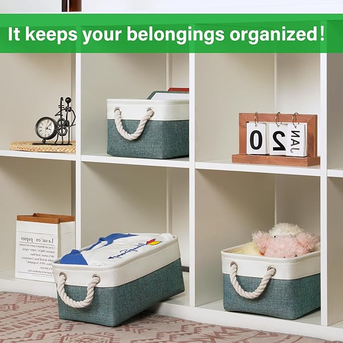 Bidtakay Small Storage Baskets for Shelves 3 Pack Fabric Storage Bins for Organizing Linen Collapsible Organizer for Closet-D
