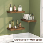 Fun Memories Floating Shelves for Wall 16 Inch Set of 3, Farmhouse Floating Shelves with Invisible Heavy Duty Bracket, 10 Inc