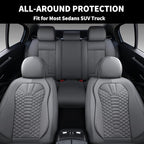 Coverado Car Seat Covers Full Set, Nappa Leather Seat Covers for Cars, 5 Seats Universal Waterproof Seat Covers, Front and Ba