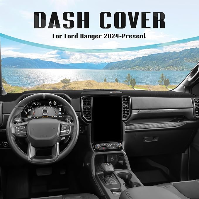 FIILINES Dash Cover for 2024-2026 Ford Ranger, Dashboard Mat Accessories Dash Cover Sunshade Nonslip Mesh Protector No Glare 
