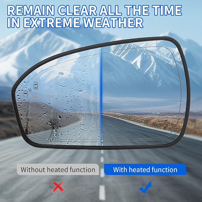 JINCHEN Driver Side Mirror Glass for Ford Fusion 2013-2020 Heated with Blind Spot Detection DS7Z17K707H DS7Z17K707A