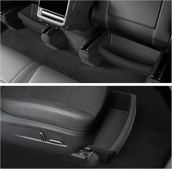 Under Seat Storage Organizer for Tesla Model Y 2025 2026 Refresh (Juniper), Upgraded TPE Double Layer Hidden Storage Box, 2pc
