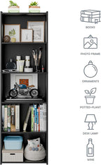 SUPER DEAL 5-Tier Bookcase and Bookshelf, Open Storage Shelves Narrow Tall Freestanding Cube Display Shelf for Bedroom Home O