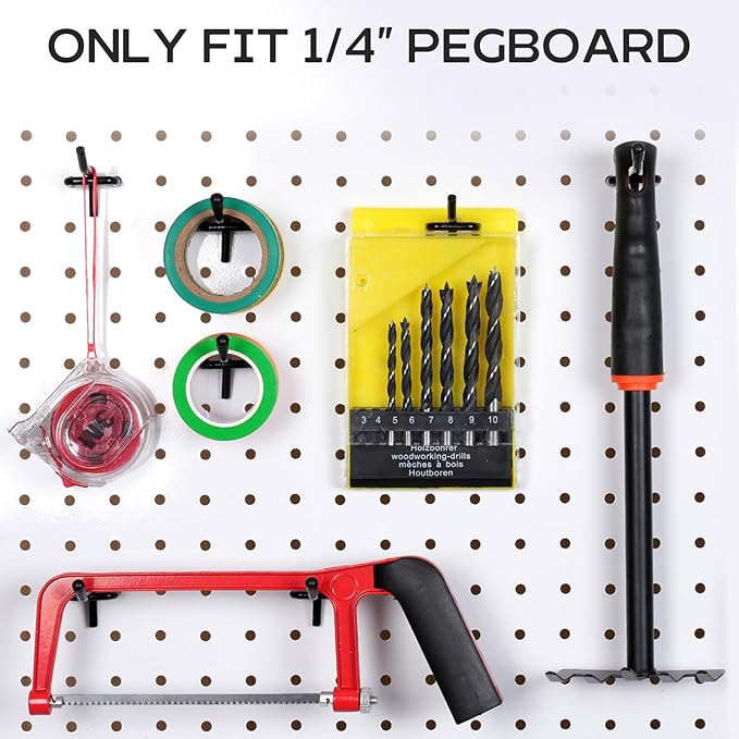 69PCS 2/4/6 Inch Extra Thick Pegboard Hooks, Heavy Duty Peg Board Organizer Accessories, Peg Board Tool Hangers Fit for 1/4" 