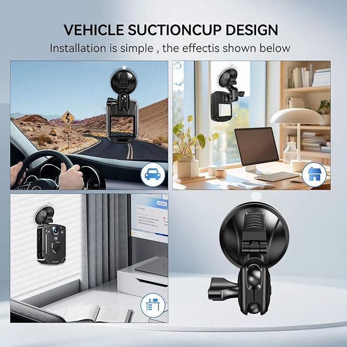 Car Suction Cup Holder for Body Camera Modal V6/F1, Dash Cam Holder for Cars 360° Adjustable, Adhere Tightly to the Windshield (V6/F1)