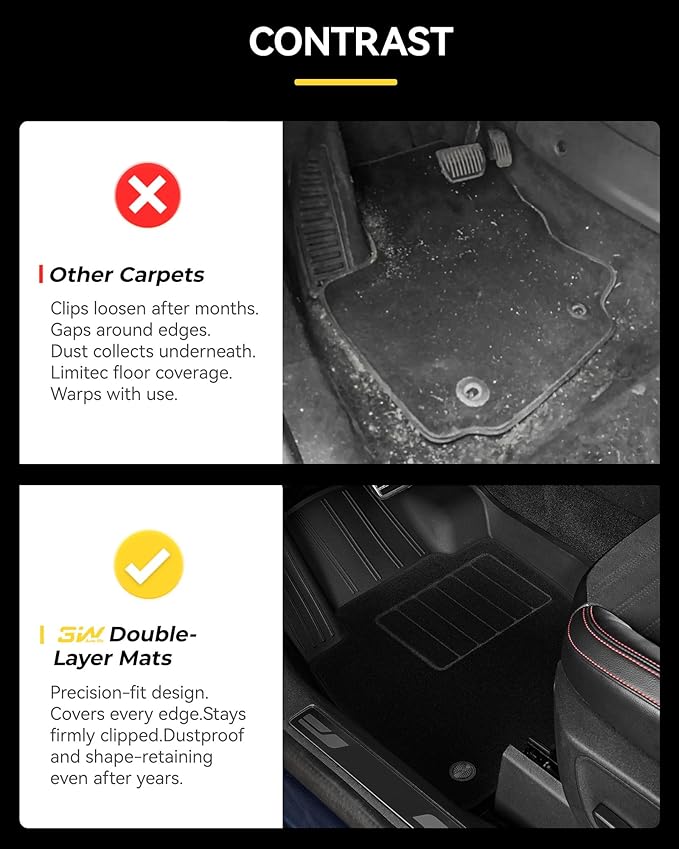 3W Floor Mats(with Carpet) & Cargo Liner Fit for Honda CR-V 2023 2024 2025 2026 TPE All Weather Waterproof Custom Fit Automotive Floor Liners and Carpet for Honda CRV(Include Hybrid)