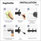 Matte Black Small Coat Rack Wall Mount – 9 Inch Stainless Steel Hook Rail with 3 Double Coat Hooks – Wall Mounted Entryway Or