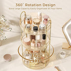 360° Rotating Makeup Organizer, Large Capacity Skincare Organizer, 3 Tier Cosmetic Skin Care Perfume Dresser Organizer, Fits 