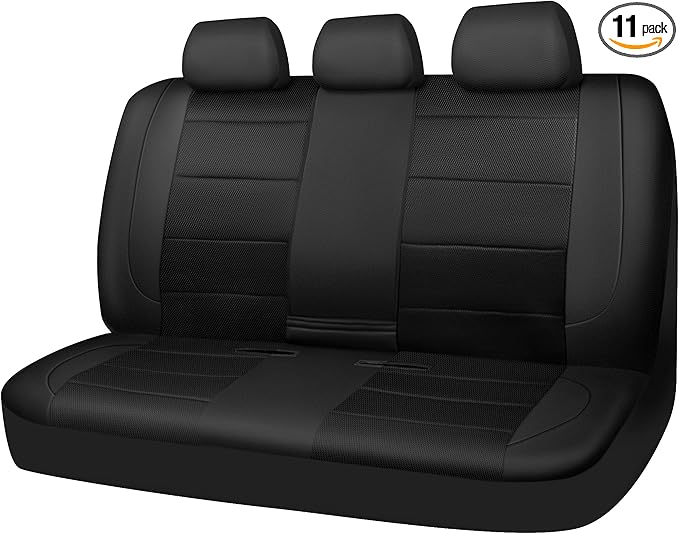 CAR PASS Leather Back Seat Cover, Breathable Mesh Universal Bench Seat Cover, Super 5mm Composite Sponge Inside, Airbag Compa