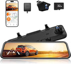 WOLFBOX G840H 12'' Mirror Dash Cam with ADAS and BSD, 2.5K Rear View Mirror Camera Front and Rear, 5.8GHz WiFi, Voice Control