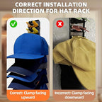 Spring-Loaded Hat Organizer for Baseball Caps (2 Pack) – Holds 20 Caps, Quick Insert & Smooth Release with Secure Hold, Wall 