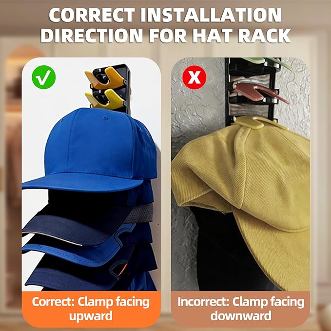 Spring-Loaded Hat Organizer for Baseball Caps (2 Pack) – Holds 20 Caps, Quick Insert & Smooth Release with Secure Hold, Wall 