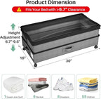 Kitstorack 4 Pack Height-adjustable Under Bed Storage with Wheels, Under Bed Storage Containers,Under Bed Shoe Storage Organi