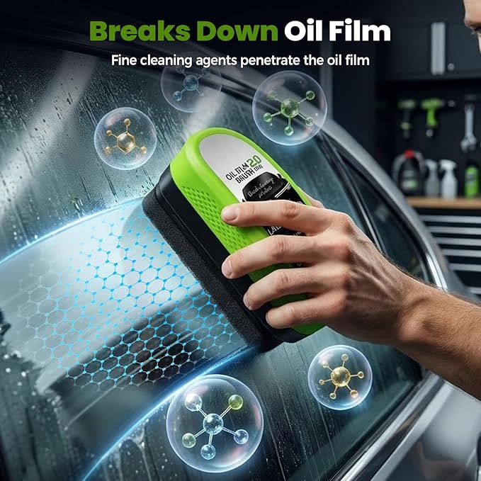 Automotive Oil Film Cleaning Brush, Upgrade 2.0 Glass Cleaning Board for Car Windows, Windshield Cleaner with Cloth, Glass Oi