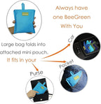 BeeGreen Light Blue Reusable Grocery Bags Wholesale Blue Reusable Kitchen Bags Bulk Foldable-Machine Washable with Zipper Storage Pouch 50 Packs