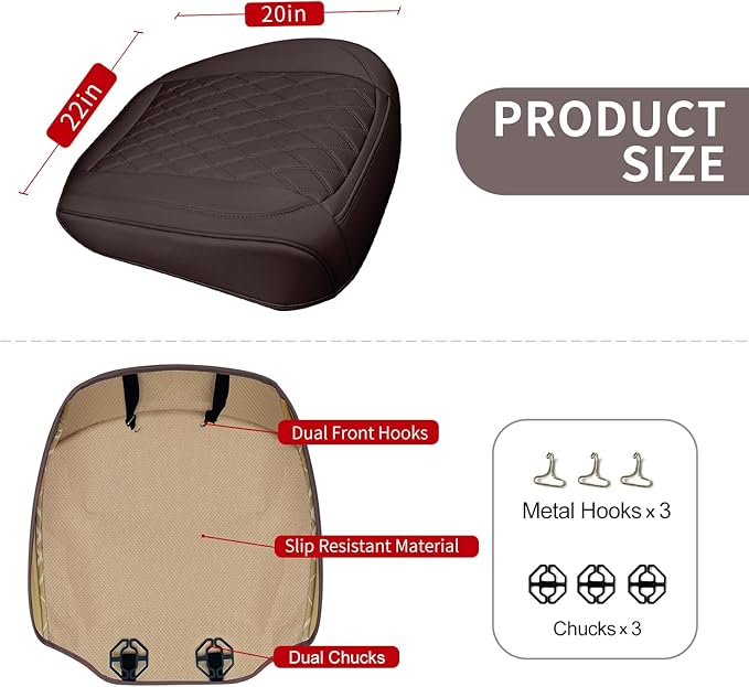 1 Pack Leather Front Car Seat Cover Bottom Car Seat, Anti-Slip and Full Wrap Driver Car Seat Protectors, Luxury Waterproof Bo