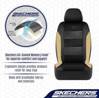 Skechers Aircooled & Memory Foam Seat Covers,Premium Leather with EVA Mesh Car Seat Covers,Seat Cover Full Sets,Airbag Compat
