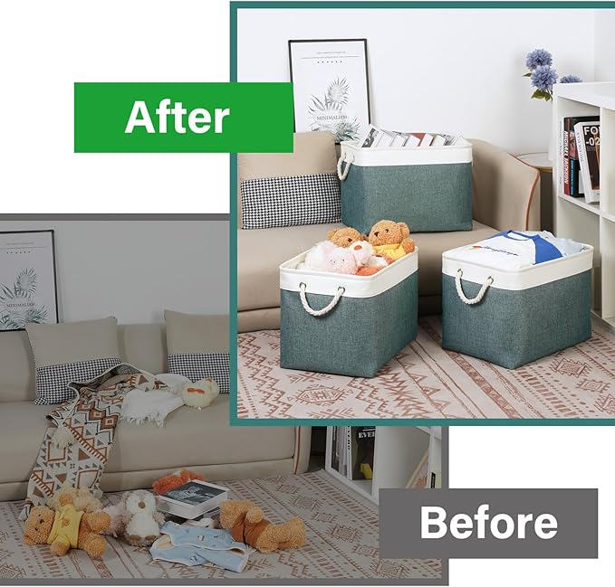 Bidtakay Large Storage Baskets for Shelves 3 Pack Fabric Storage Bins for Organizing Linen Collapsible Organizer for Closet-D