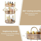 MOKANI 360 Rotating Makeup Organizer for Vanity, 3 Tier Adjustable Perfume Organizer for Dresser, Multi-Function Spinning Cos