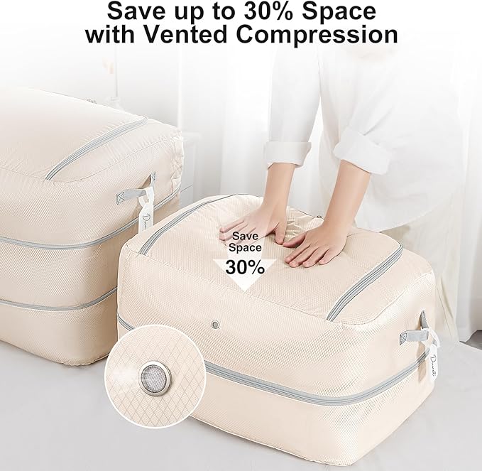 Comforter Storage Bag - 110L Large Capacity Blanket Storage Bags 2-Layer Ultra Space Saving Self Compression Organizer, Washa