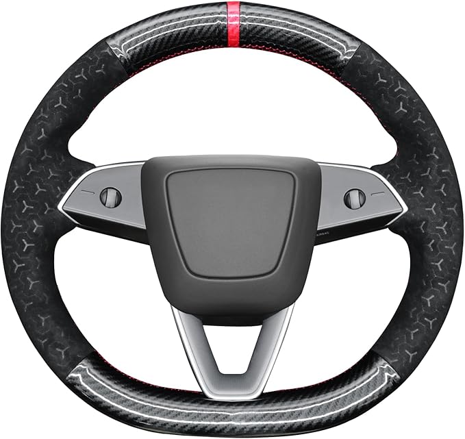 MEWANT DIY Stitching Steering Wheel Cover Wrap for Tesla Model 3 Highland 2023-2025/Model Y 2025 Highland for Tesla Model 3/Model Y Accessories