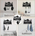 Mushroom Key Holder Black Key Holder Wall Mount 11.8 x 7.5 Inch Moon Phases Grass Wooden Keychain Hanger Organizer Rack with 