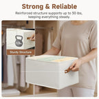 StorageWorks Closet Organizers and Storage Bins, Foldable Shelf Baskets, Clothes Storage Basket for Organization, Ivory White