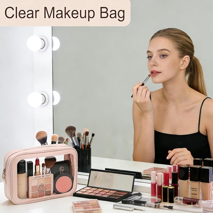 3PCS Diaper Bag Organizer Pouch Set，Clear Organizer Bags,TSA Approved Toiletry Bag,Clear Waterproof Cosmetic Bags with Zipper