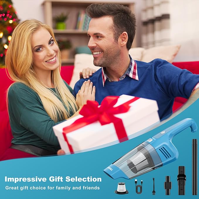 Handheld Vacuum Cordless, 14500PA Powerful Suction Hand Held Vacuum Cleaner with Brushless Motor, Rechargeable and Portable C