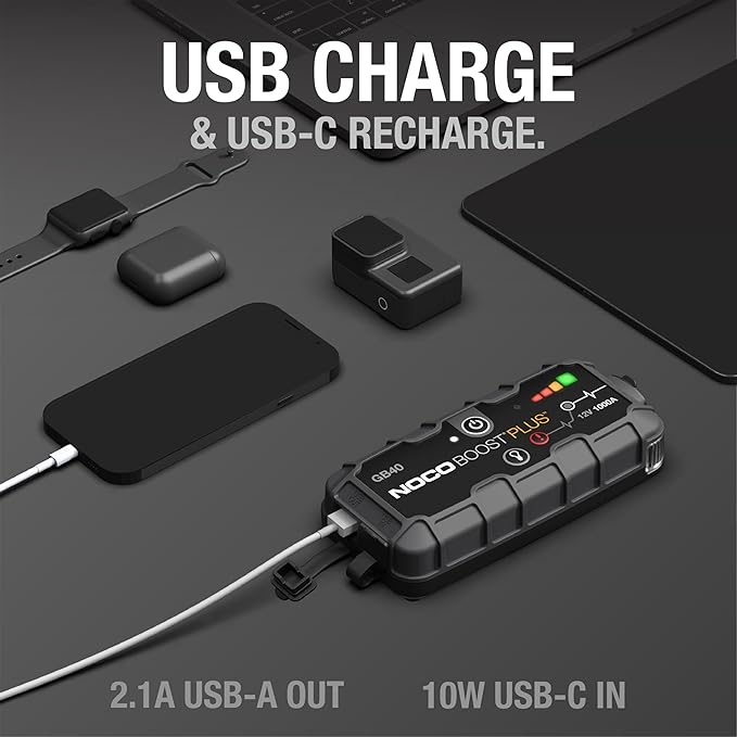 NOCO Boost GB40: 1000A UltraSafe Jump Starter - 12V Lithium Battery Booster Pack, Portable Jump Box, Power Bank & Jumper