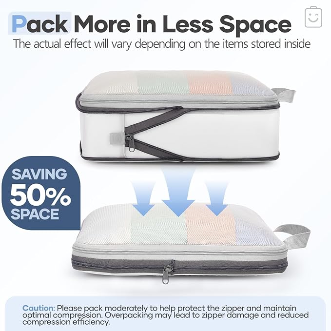 Veken 9/11 Set Compression Packing Cubes for Travel Essentials,Compressible Expandable Large Luggage Suitcase Organizer Bags 