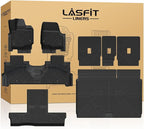 LASFIT Floor Mat&Cargo with Backrest Mat for 7 Seats 2025 2026 Ford Expedition Max(Not for Standard),TPE Easy Clean All Weather TPE Custom Fit for SUV Car Liners, 1st&2nd&3rd&Cargo Liner, Black 5pcs