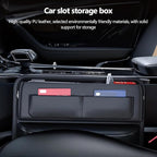 Car Seat Gap Organizer – Universal Leather Side Pocket Storage Box for SUV, Truck & Sedan, Center Console Organizer with 4 Storage Pockets, Premium Black Car Accessories for Men & Women
