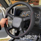 MEWANT Hand Stitch Microfiber Leather Steering Wheel Cover for Chevy Silverado 1500 2500 3500 1999-2002 Tahoe Suburban 1998-2002 Astro Blazer S10 Kodiak C/K Custom-Fit Anti-Slip Interior Wrap