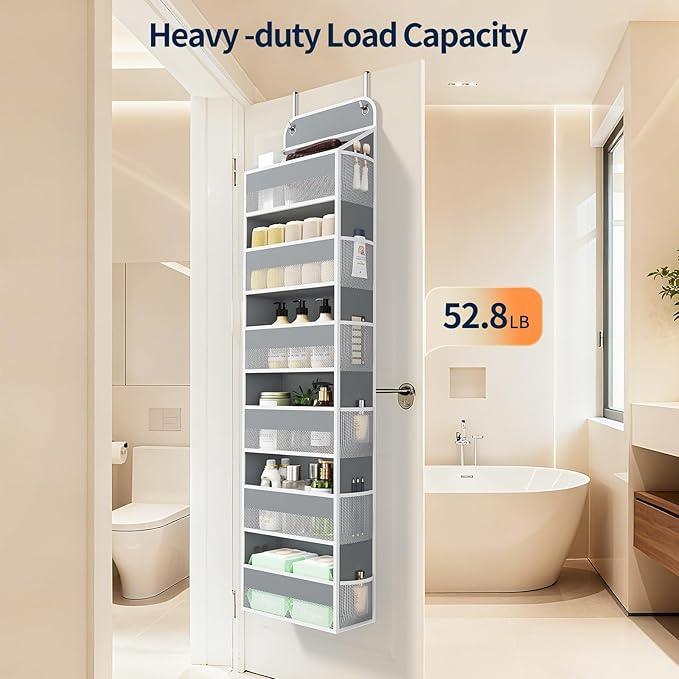 Yecaye Over Door Organizer, 60 lbs Load Capacity, Metal Hanging Storage with 6 Shelves for Toys, Bathroom, Nursery, Dorm Room
