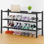Smiry Shoe Rack, 3 Tier Thick Long Bamboo Shoe Organizer, Stackable Free Standing Wooden Shoe Storage Shelf for Closet, Entry