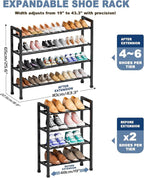 Mavivegue Expandable Shoe Rack, 4-Tier 19"-43.3" Adjustable Shoe Rack for Closet,Hall Entryway,Front Door,Garage, Sturdy Stee